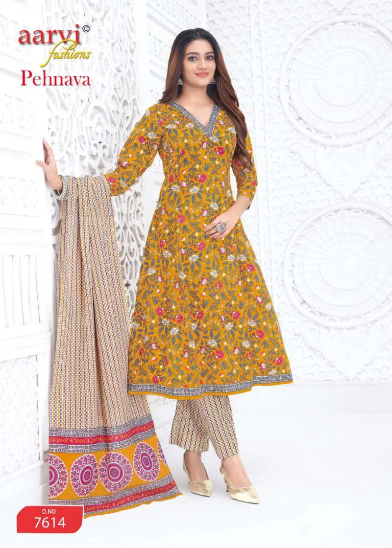 Pehnava Vol 2 By Aarvi Cotton Printed Anarkali Kurtis Set